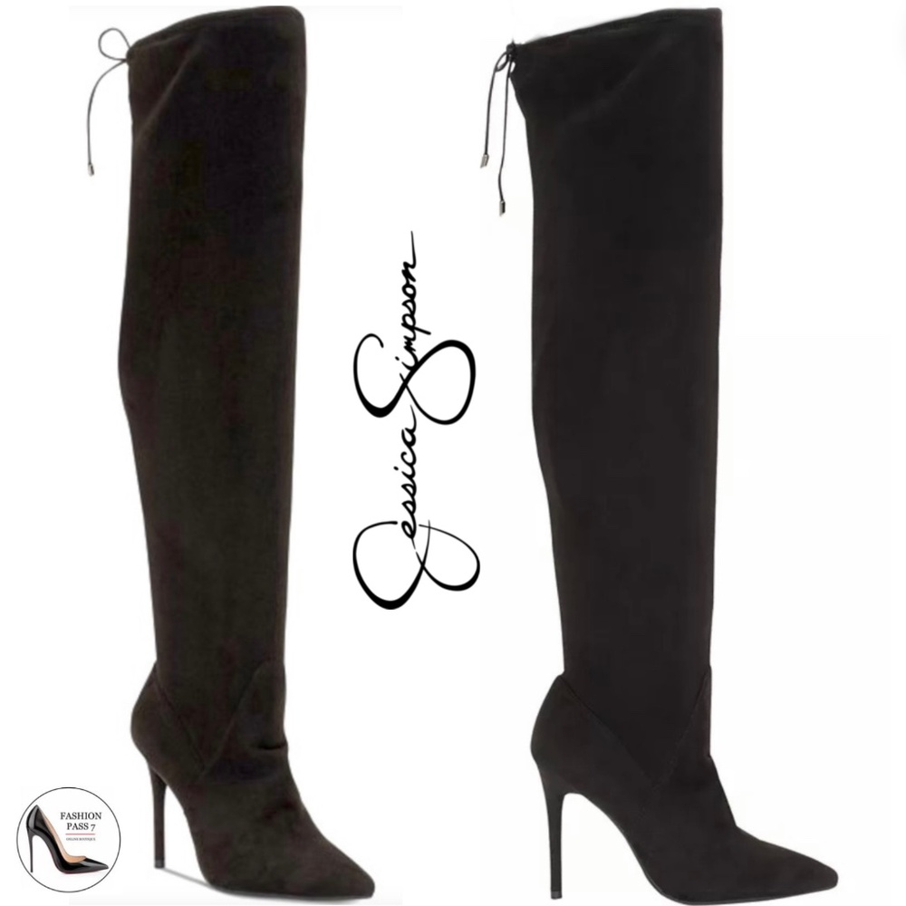 Jessica Simpson Lessy Black Suede Pointed-Toe Over The Knee Women’s Dress Boot 8